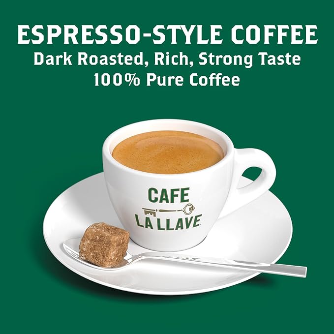 Cafe La Llave Whole Bean Espresso Coffee, Premium Dark Roast, 32 oz Bags (Pack of 2) - Rich Cuban-Style Blend