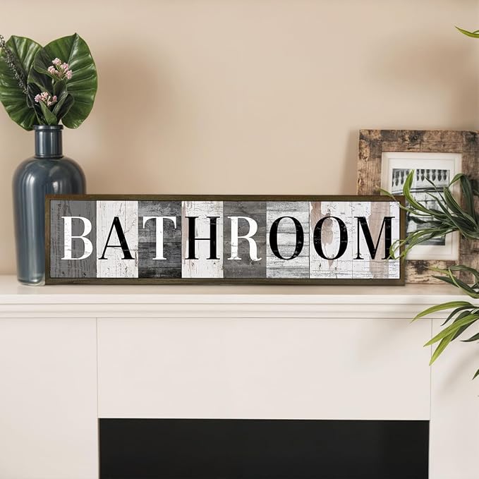 WKYAER Vintage Bathroom Wall Plaque, Farmhouse Home Decor, Bathroom Decor for Wall Table Shelf, Washing Room Decors, Rustic Hanging Signs and Plaques, Decorative Wooden Box Sign 17.8x4x1.2 inches - Image 5