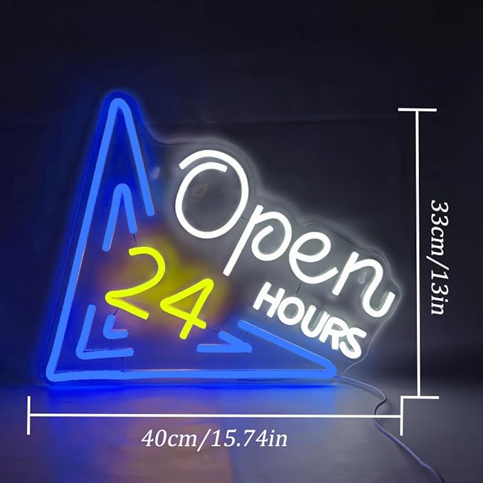 Open 24 Hours Neon Sign, Led Sign, Bar Neon Light Sign, Open 24 Hours Sign Pub Bar Convenience Store Coffee Shop Restaurant Beauty Salon Stores Hotel LED Light Neon Sign