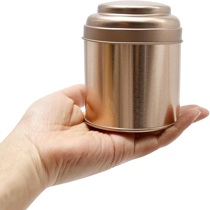 6Pcs Tea Tins Canister with Airtight Double Lids, Mini Tea Storage Containers 8 Oz Round Tin Can Box, for Loose Bags Coffee Sugar Candy Spices
