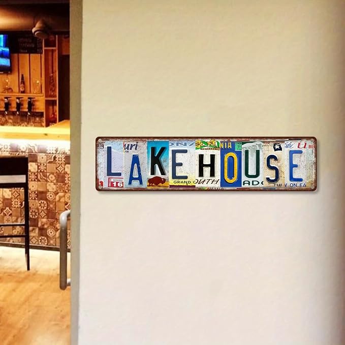 Vintage License Plate LAKE HOUSE Sign – 16x4 Inch Rustic Tin Wall Décor for Cabin, Cottage, Vacation Home, Patio or Waterfront Retreat - Image 7