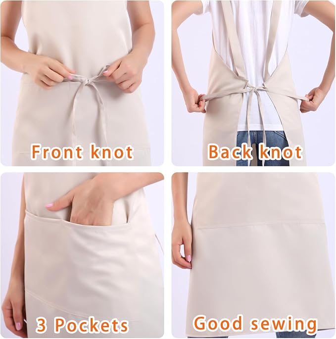 BIGHAS H Back Style Apron with Pocket for Women, Men Adjustable Large Size Comfortable, Kitchen, Home, Cooking 12 Colors - Image 4