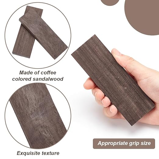 BENECREAT 6pcs Sandalwood Timber Plate, Coffee Natural Wood Knife Handle Scales Rectangle Wood Handle Blanks for DIY Music Instruments Tools Crafts, 4.7x1.6 Inch