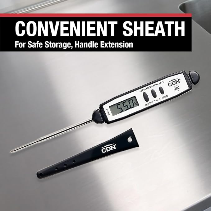 CDN Waterproof Digital Cooking Thermometer Instant Read 2.75" Stainless Shatterproof Ideal for Meat, Poultry, BBQ NSF Certified DT450X