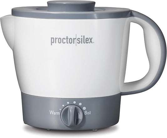 Proctor Silex 32oz Adjustable Temperature Hot Pot, Electric Kettle for Tea, Boiling Water, Cooking Ramen, Noodles and Soup, PFAS-Free Nonstick Coating, White (48507MN)