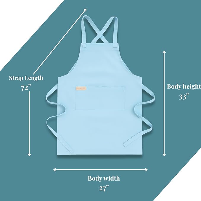 Cotton Crossback Apron with Waterproof Lining, 2 Pockets, Adjustable Water-Resistant Chef Apron - Image 8