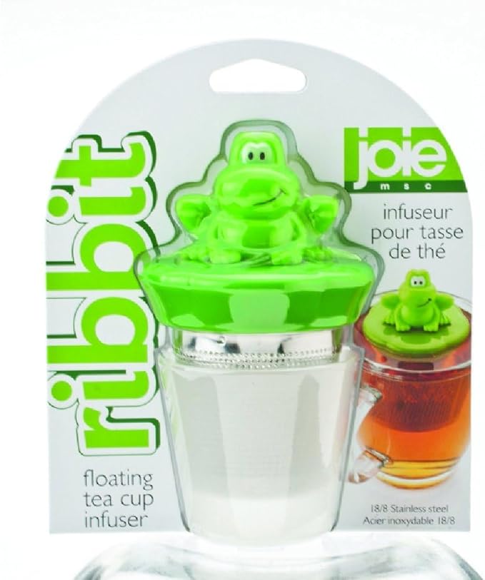 Joie Ribbit Floating Tea Cup Infuser, Steep and Strain Loose Leaf Tea, Securely Floats on Water in Mug, Cute Frog Design, Stainless Steel, BPA-Free