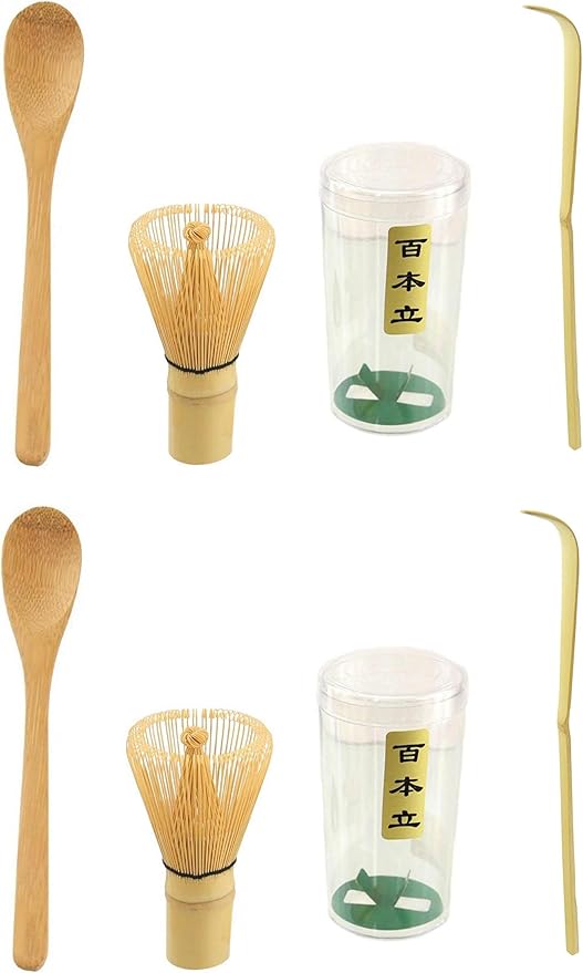 JapanBargain, 2 Set Japanese Matcha Whisk Set, Bamboo Chasen Whisk with Chashaku Scoop and Tea Spoon, Traditional Green Tea Ceremony Tools for Usucha Preparation