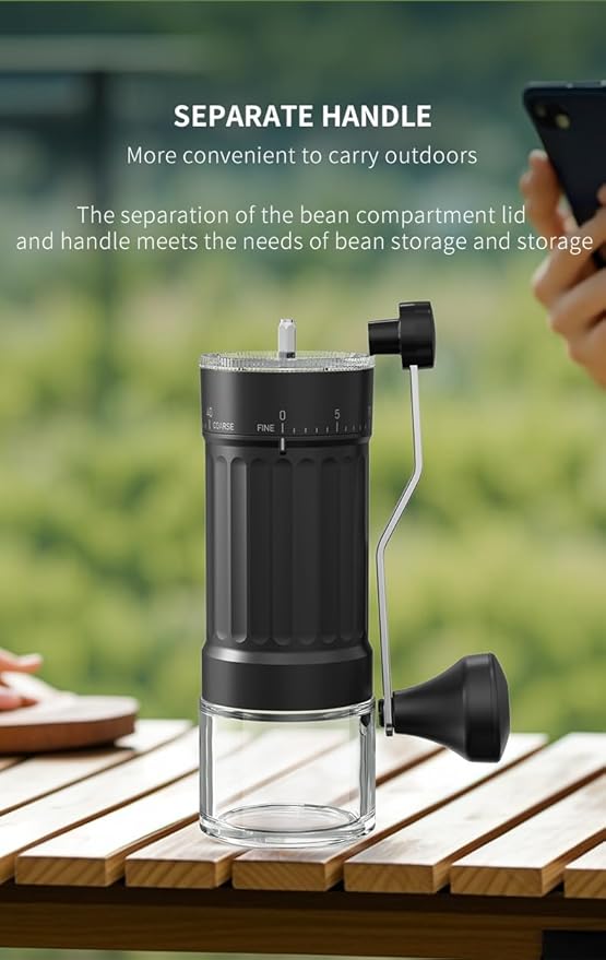 OrkeyDolk®External Adjustable Manual Coffee Grinder, with High Precision Ceramic Contemporary Conical Burr, 40-Grade Adjustable Settings, for Aeropress, Espresso, Pour Over, French Press, Moka pots.