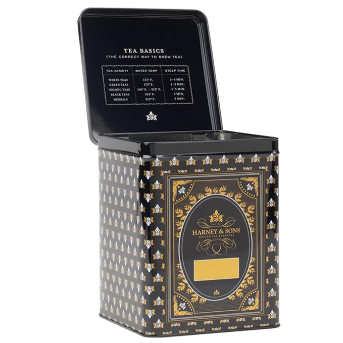 Harney & Sons English Breakfast Tea & Black Tea Canister, 50ct sachet & Storage Tin Set