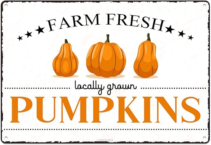 Vintage Pumpkins Metal Signs Wall Decor Funny Vegetables Art Poster Decorative for Home Farmhouse Kitchen Garden Cafe Bar Farm Porch Fence Yard 12X8 Inch Aluminium Hanging Plaque by WEGUZIX