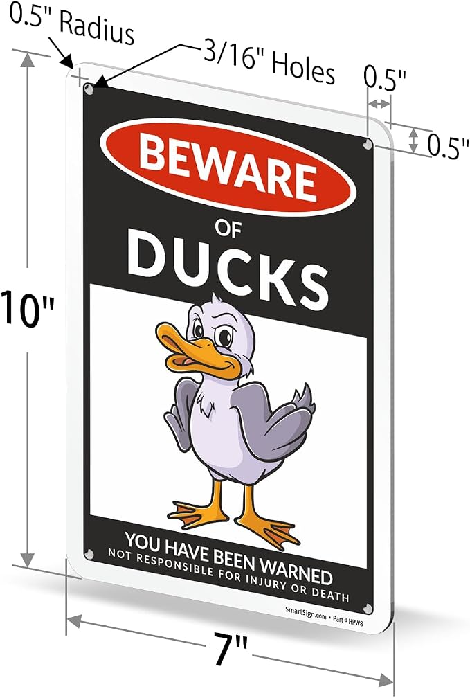 SmartSign Funny Beware Of Ducks Warning Sign - 10"x7", 40 mil Laminated Rust-free Aluminum - Metal Signs for Wall Decor, Outdoors, Patio, Gifts, Cafe - Ducks Theme, Made in USA - Image 6