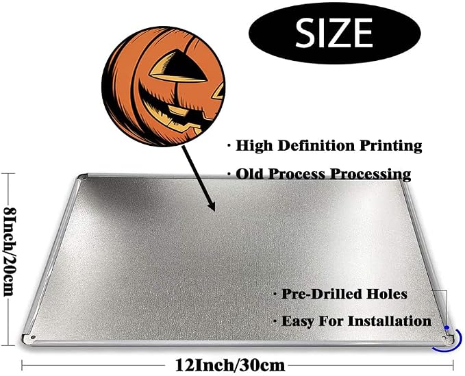 Vintage ''Trick or Treat'' Metal Sign - 8x12 Inch, Spooky Pumpkin Ghost Art Sign For Porch, Pubs, Cafe, Garage Decor, Halloween Party Accessories, Halloween Decor - Image 3