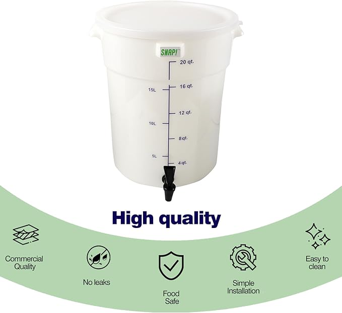 Snap! Cold Brew Round Bucket- 5 gallon Commercial Cold Brew System,Cold Brew Coffee Set-Whtie