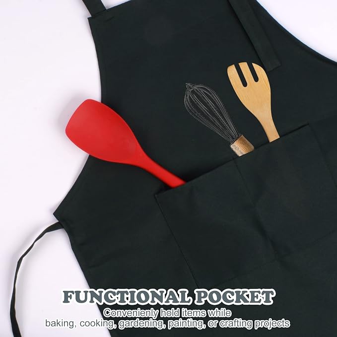 SINLAND Kids Aprons with Large Pocket 2 Pack | Adjustable Cooking Chef Aprons,Stain Resistant Toddler Apron for Baking Painting Gardening Boys Girls - Image 2