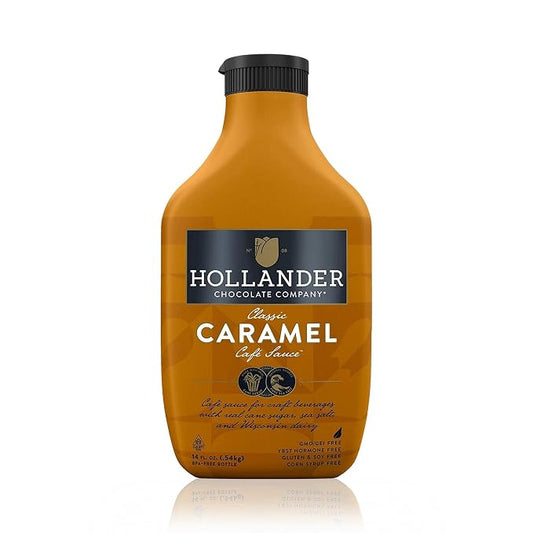 Hollander Caramel Cafe Sauce | GMO Free, Corn Syrup Free, Soy/Gluten Free | 15 fl. oz. Squeeze Bottle | Flip Cap by HollanderChocolateCompany