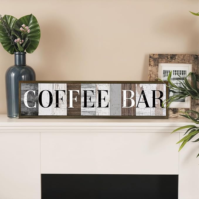 WKYAER Farmhouse Coffee Bar Signs, Vintage Hanging Wood Wall Plaques, Decorative Wooden Box Sign, Kitchen Decoration for Table Shelf, Coffee Station Decor, Cafe Decors 17.8x4x1.2 inches - Image 5
