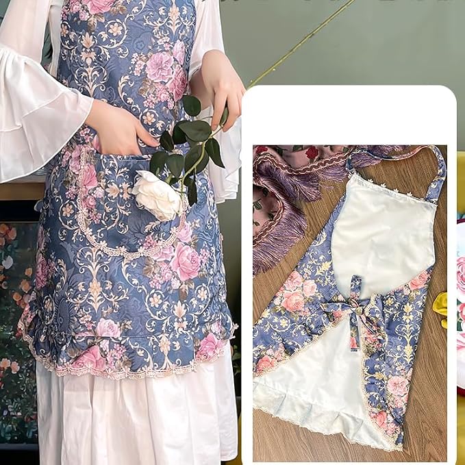 Small Cooking Apron with Pocket, Pinafore Apron Dress for Women, Kitchen Apron Gift for Women, Weight within 140lb - Image 4