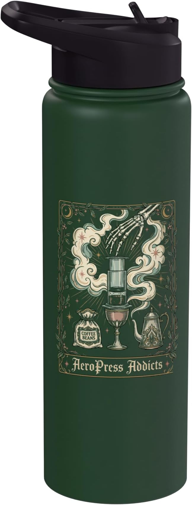 Gothic AeroPress Coffee Shirts Mystical Coffee Brewing Scene Stainless Steel Insulated Water Bottle
