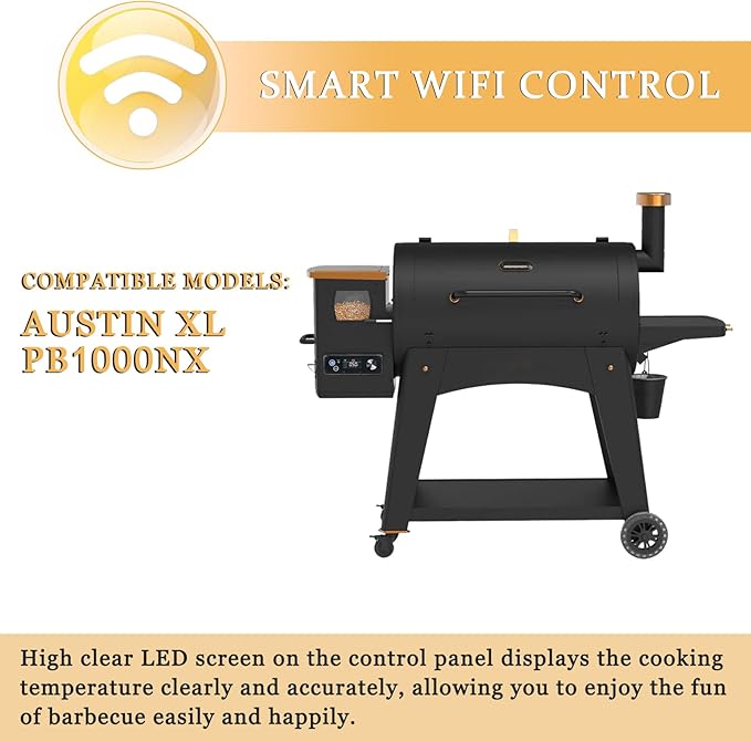 Upgrade WiFi PID Controller Replacement for Pit Boss Austin XL 1000 Wood Pellet Grill, Rectangular Thermostat Control Panel
