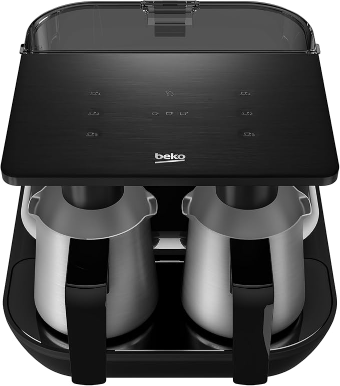 Beko Automatic Turkish Coffee Maker | 6-Cup Turkish Greek Coffee Machine with Anti-Spill Sensor, Fast Brewing, UL Certified, Matte Black, 120V, Induction, Water tank, sensor cook technology