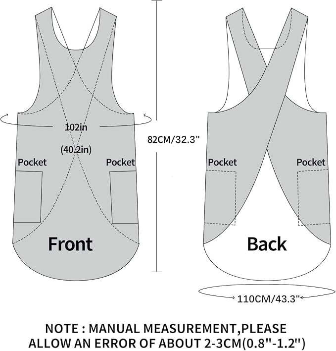 Shortened Design Apron, Japanese Style Soft Cotton Linen Apron with Two Side Pockets, X Cross Halter Aprons, Kitchen Cooking Clothes Gift for Women DIY Project, Crafting, Cooking, Baking(Yellow) - Image 4
