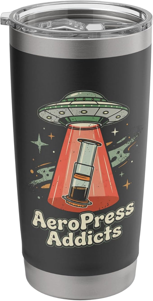 UFO AeroPress Funny Coffee Shirts Sci-Fi AeroPress Brewing Stainless Steel Insulated Tumbler