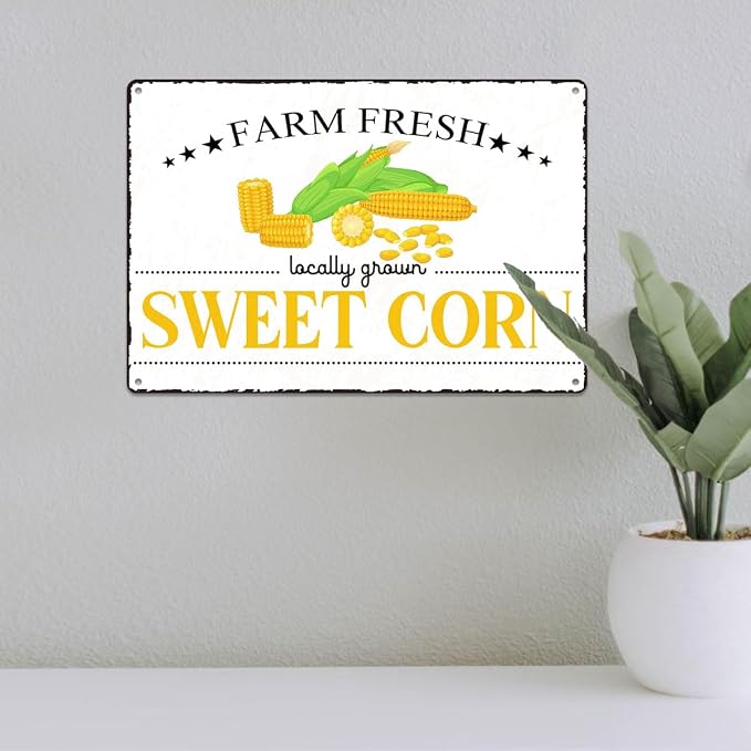 Vintage Sweet Corn Metal Signs Wall Decor Funny Vegetables Art Poster Decorative for Home Farmhouse Kitchen Garden Cafe Bar Farm Porch Fence Yard 12X8 Inch Aluminium Hanging Plaque - Image 5