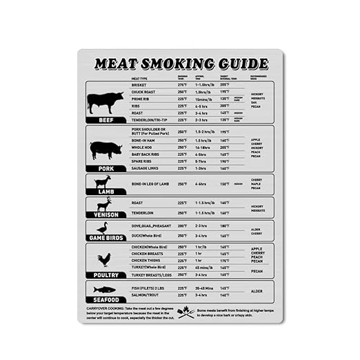 Meat Temperature Magnet,BBQ Smoking Guide Chart,Barbeque Accessories,Grilling Temperature Chart,Perfect for BBQ Lovers,Grilling,Smoking Accessories