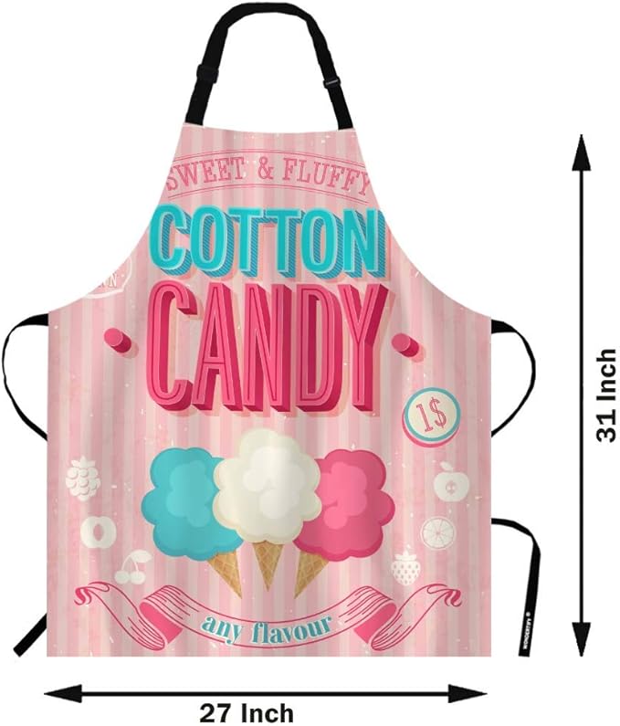 WONDERTIFY Cartoon Candy Apron,Sweet and Colorful Candy Pink Background Bib Apron with Adjustable Neck for Men Women,Suitable for Home Kitchen Cooking Waitress Chef Grill Bistro Baking Apron