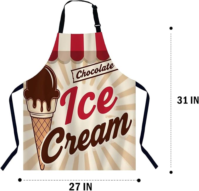 Retro ice cream poster Chefs Apron, Cooking and Baking Apron for Men and Women, Kitchen Apron, Butchers Apron, BBQ & Catering Bibs - Image 2