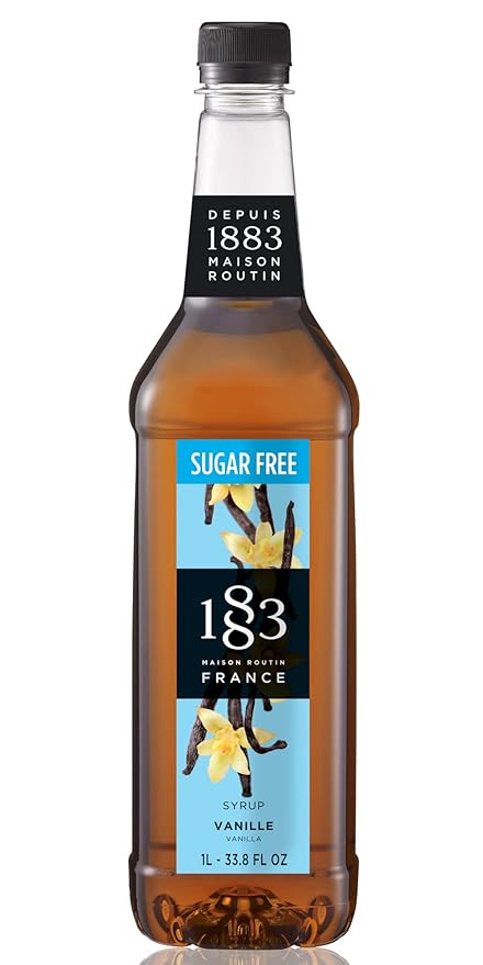 1883 Sugar Free Vanilla Syrup for Drinks, Made in France, 1 Liter Plastic Bottle