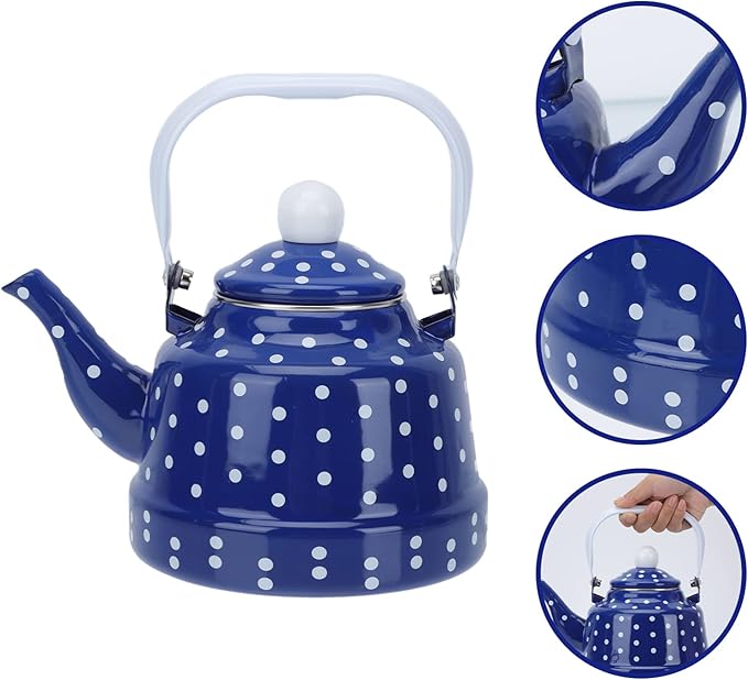 Cabilock 1.7Quart Vintage Enamel Tea Kettle,Enamel stovetop Kettle with Porcelain Handle,Home Kitchen Decor Colorful on Steel Teapot for Hot Water