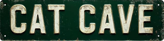 Bar Sign Bar Gifts Vintage Metal Wall Decor Sign"CAT CAVE" Street Sign Funny Man Cave Decor Accessories for Home, Bar, Bathroom, Bedroom Unique Retro Tin Signs for Outdoor 4 X 16 inches by Unknown