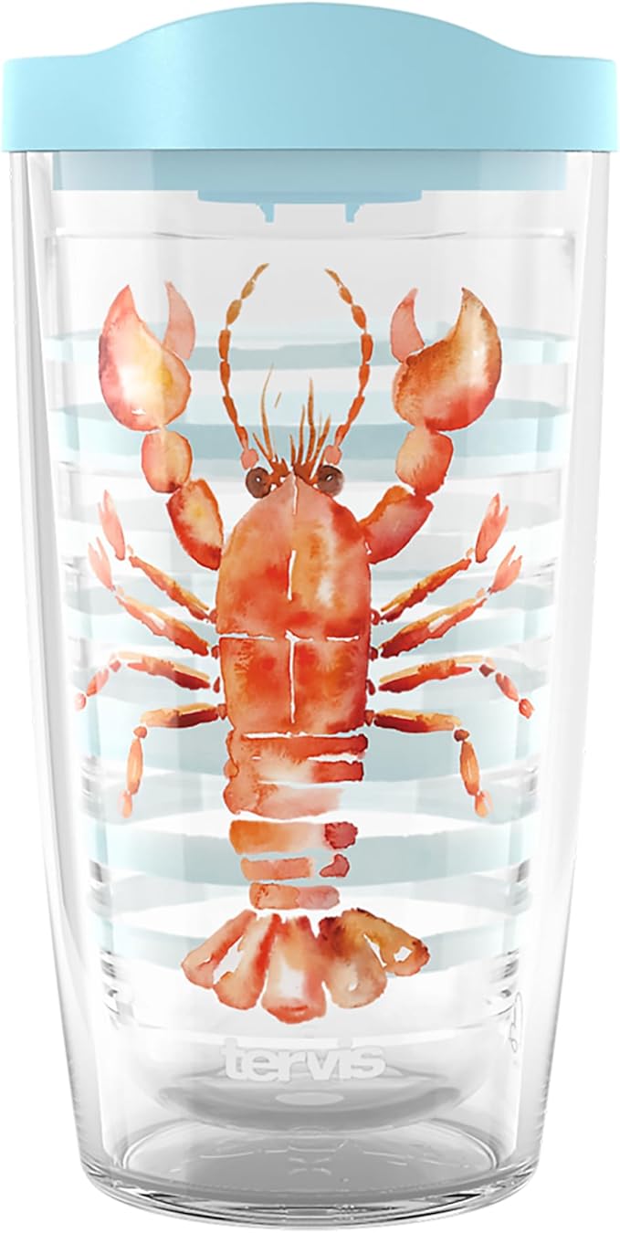 Tervis Sara Berrenson - Atlantica Collection Made in USA Double Walled Insulated Tumbler Travel Cup Keeps Drinks Cold & Hot, 16oz, Lobster