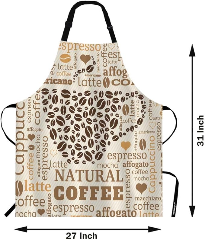 WONDERTIFY Coffee Cup Apron, Cups Made of Beans Bib Apron With Adjustable Neck for Men Women, Suitable for Home Kitchen Cooking Waitress Chef Grill Bistro Baking BBQ Cobbler Stylist