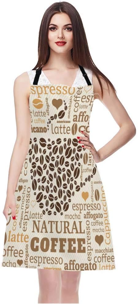 WONDERTIFY Coffee Cup Apron, Cups Made of Beans Bib Apron With Adjustable Neck for Men Women, Suitable for Home Kitchen Cooking Waitress Chef Grill Bistro Baking BBQ Cobbler Stylist