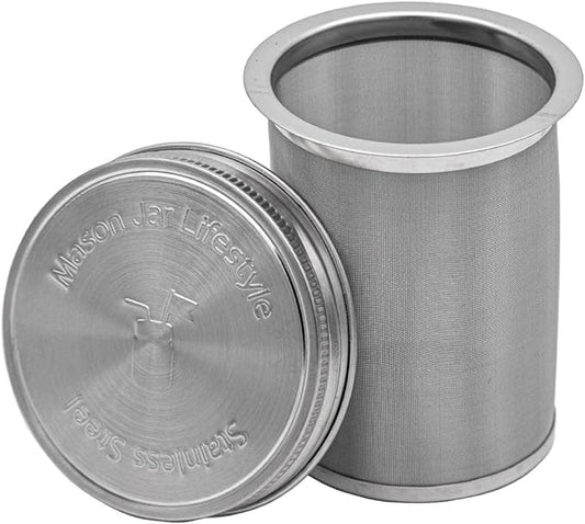 16oz Pint Cold Brew Coffee and Tea Maker Stainless Steel Filter for Mason Jars With Lid and 2 Silicone Seals (No Jar)
