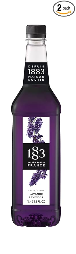 1883 Lavender Syrup for Drinks, 1 Liter Plastic Bottle (Pack of 2)