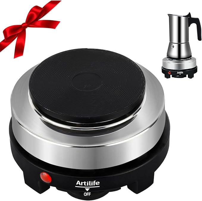 Artilife Mini Hot Plate 500W Small Hot Plate Electric Mini Moka Pot Hot Plate,Mini Hot Plate for Moka Pot,Single Burner Hot Plate Moka Pot Heater