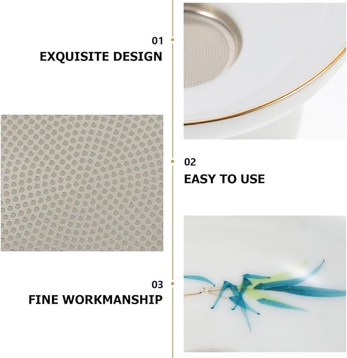 DOITOOL Porcelain Tea Strainer with Base Integrated Ceramic Tea Filter White Simply Style Two