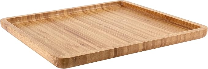 4 Pack 11.8 Inches Square Bamboo Tray, Natural Bamboo Serving Platter, Bamboo Serving Tray for Coffee, Tea, Fruits, Cheese