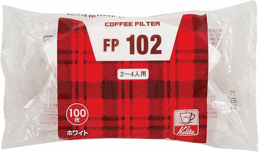Kalita #13127 Coffee Filter, FP102 Filter Paper, For 2-4 People, 100 Sheets, White
