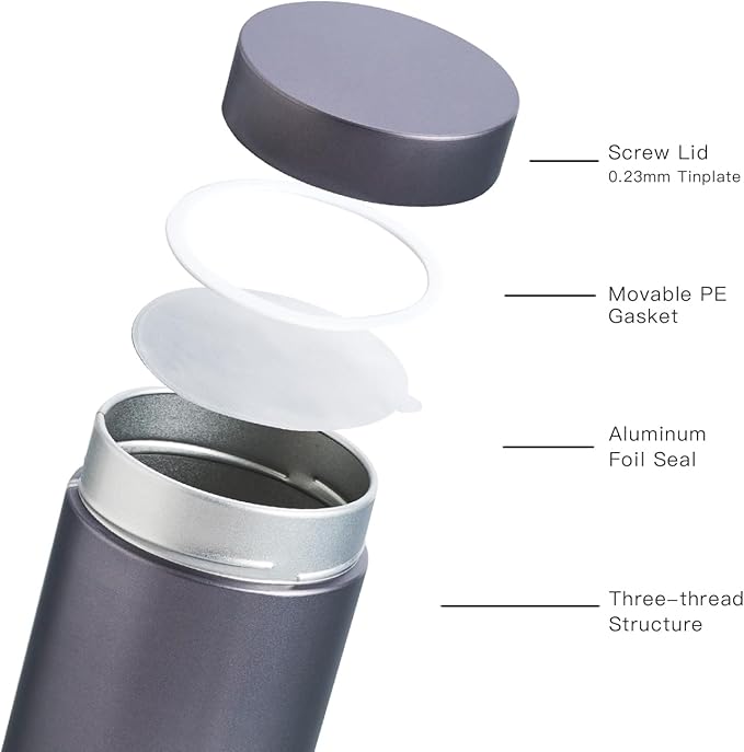 3 Packs Tea Tin Canister for Loose Tea Metal Tea Canister 9 oz 15 oz Round Tin Can for Coffee Beans Tea Container for Kitchen Storage Sugar Matcha Spice Powder (Ivory, L_2.95x4.92)