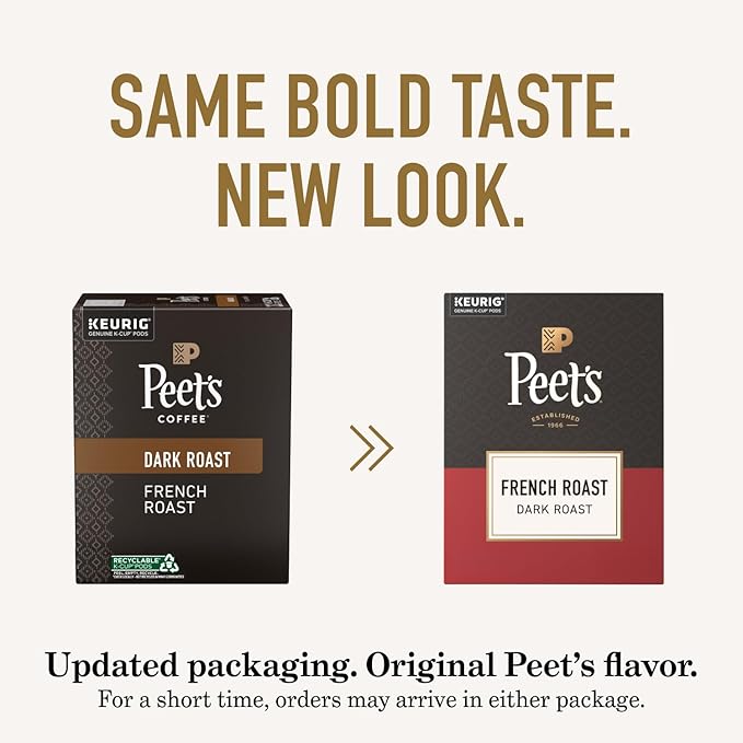 Peet's Coffee, Dark Roast Single Serve Coffee Pods - French Roast 32 Count (1 Box of 32 Pods)