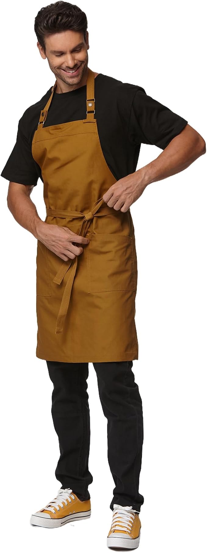 Chef Men Canvas Waterproof Apron Pocket 4251GB | Polyester Cotton Canvas Apron for BBQ Grilling Kitchen Cooking, Adjustable Neck, Durable & Comfortable - Image 5