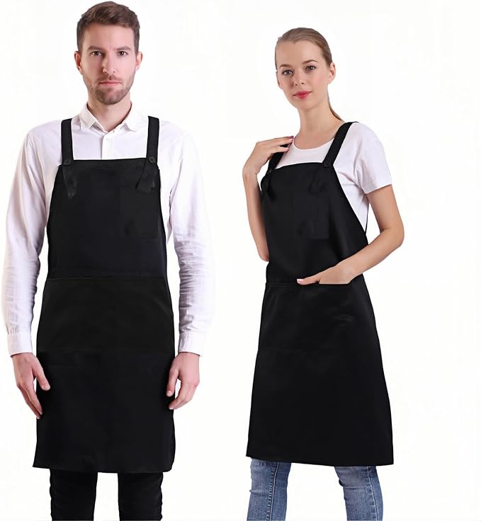 BIGHAS H Back Style Apron with Pocket for Women, Men Adjustable Large Size Comfortable, Kitchen, Home, Cooking 12 Colors by BIGHAS
