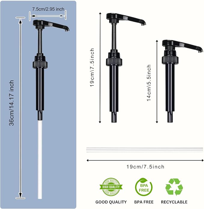 Syrup Pump Compatible with Torani, Davinci and Skinny (Set of 2) - fits Bottles (25.4 oz-750ml) (Black) - Image 2