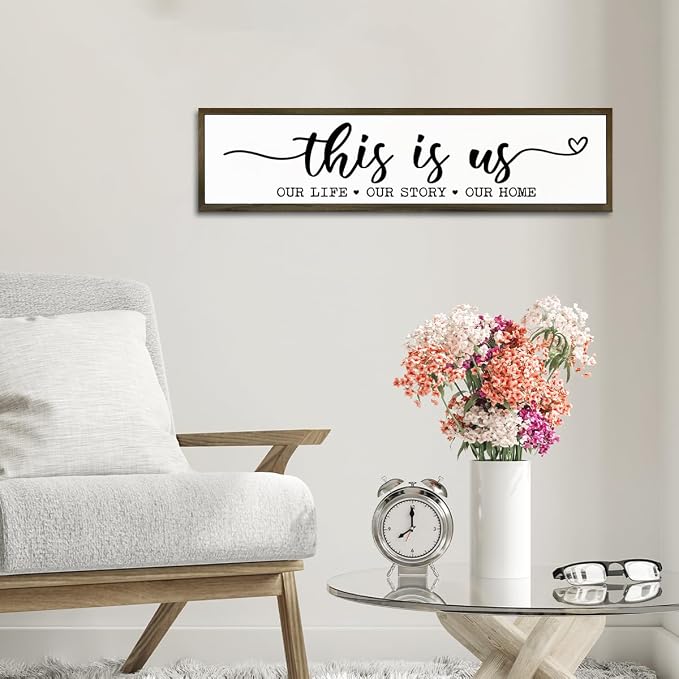 Home Signs Wall Decor, Vintage Wooden Wall Plaque, Farmhouse Home Decors for Table Shelf, Master Bedroom Decor, Living Room Decoration, Framed Wooden Box Sign, This is Us Sign 17.8x4x1.2 inches - Image 6