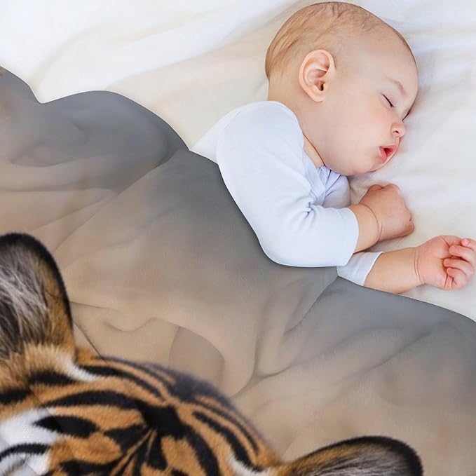 Beautiful Tiger Nature Grass Super Soft Throw Blanket, Blue Butterfly Flannel Fleece Decorative Throw for Sofa Couch Bedroom Decor Outdoor Use 40"x50"